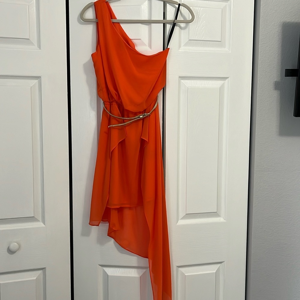 Orange dress with belt